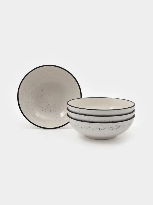 Набор тарелок глубоких 4 шт Доляна "Nature"  18 см беж в крапинку