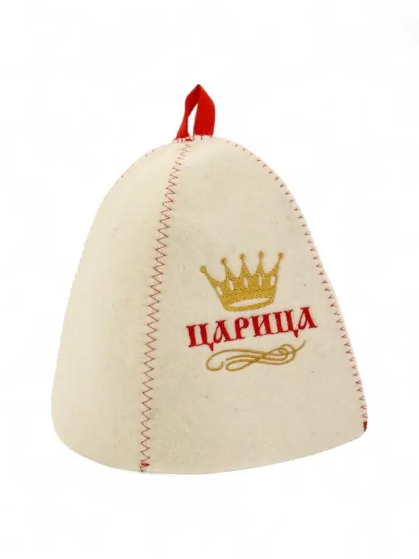 Шапка банная с вышивкой  Шапка банная с вышивкой "Царица", войлок белый