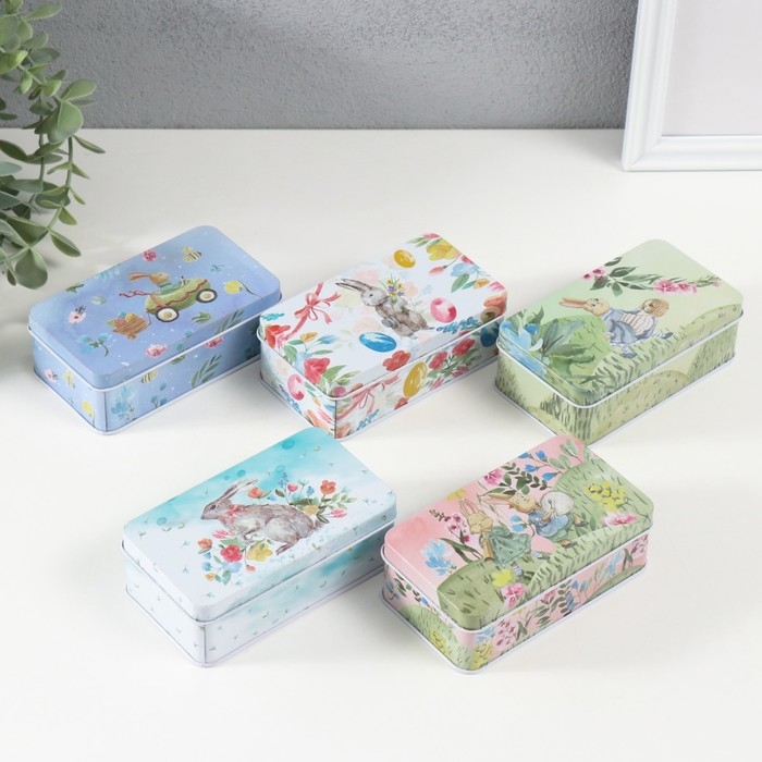 Шкатулка металл Шкатулка металл "Пасхальный кролик" МИКС 12х7х4 см