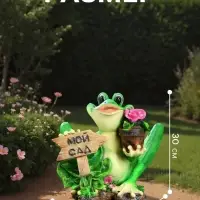 Садовая фигура из полистоуна &laquo;Лягушка с табличкой&raquo;, 29&times;19&times;30 см