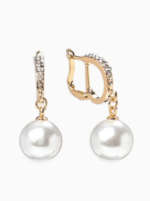 Серьги с жемчугом &laquo;Грейс&raquo;, две бусины, белые в золоте, шар №20