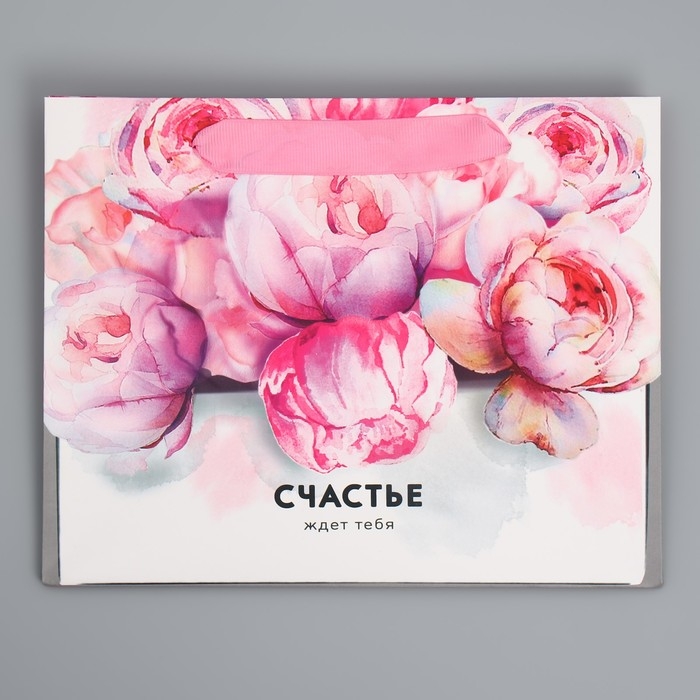 Пакет подарочный ламинированный горизонтальный, упаковка, «Счастье ждёт тебя» 22 х 17,5 х 8 см