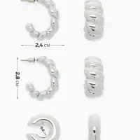 Серьги и каффы QF &laquo;Плетённый бублик&raquo;, набор, цвет серебро