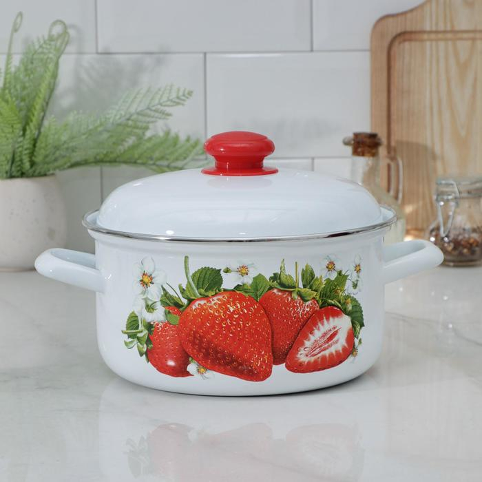 Кастрюля эмалированная цилиндрическая «Уральский сувенир», 3 л, индукция, цвет белый, деколь МИКС Кастрюля эмалированная цилиндрическая «Уральский сувенир», 3 л, индукция, цвет белый, деколь МИКС