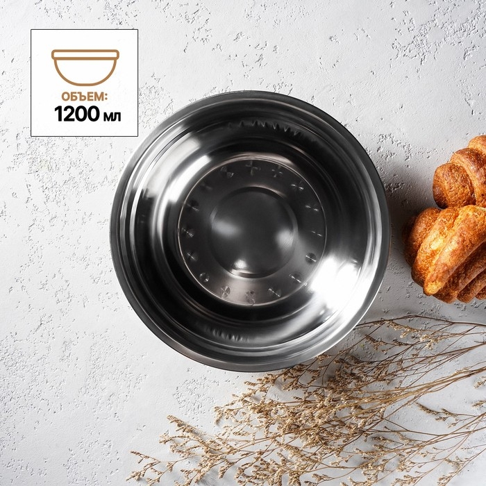 Миска из нержавеющей стали «Мэйли», 1,2 л, 23×6 см Миска из нержавеющей стали «Мэйли», 1,2 л, 23×6 см