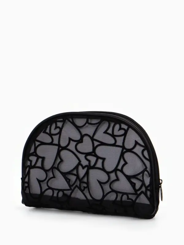 Косметичка дор Сердца 22*4*15, отд на молнии,  черный