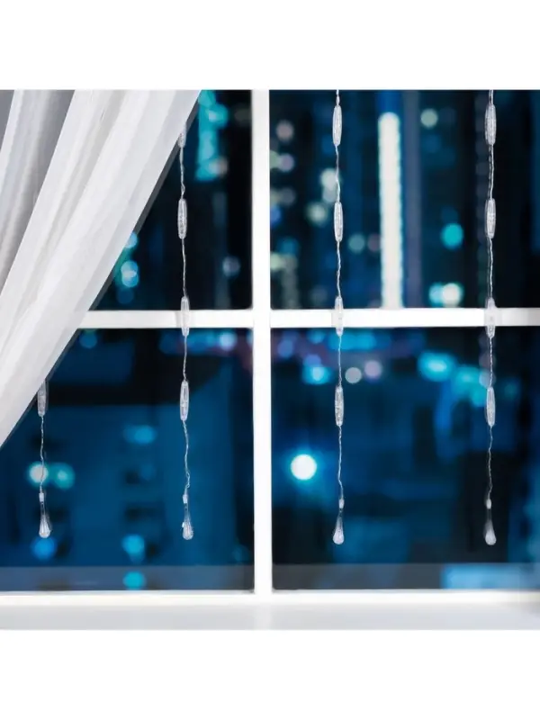 Гирлянда &laquo;Занавес&raquo; 2.5&times;0.65 м с насадками &laquo;Капли&raquo;, IP20, прозрачная нить, 50 LED, свечение мульти, 8 режимов, 220 В