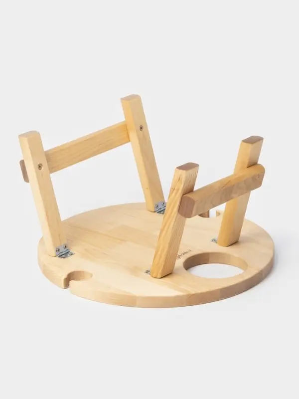 Столик - поднос для вина Adelica, менажница со складными ножками, на 2 персоны, d=32&times;1.8 см, дерево берёза