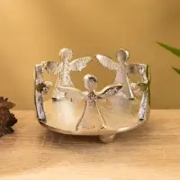 Подсвечник со стеклом "Ангелочки" алюминий 11х11х11 см Подсвечник со стеклом "Ангелочки" алюминий 11х11х11 см