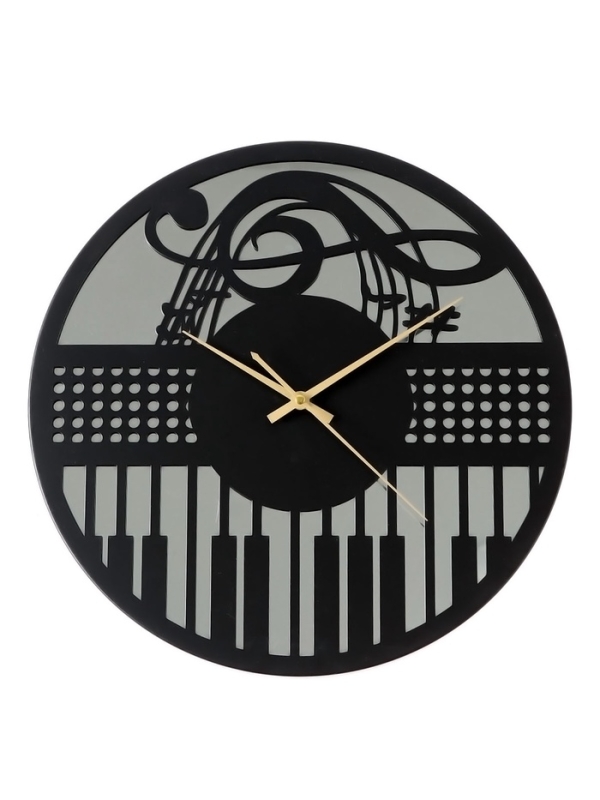 Часы настенные интерьерные «Пианино», плавный ход, d-40 см, с зеркалом Часы настенные интерьерные «Пианино», плавный ход, d-40 см, с зеркалом