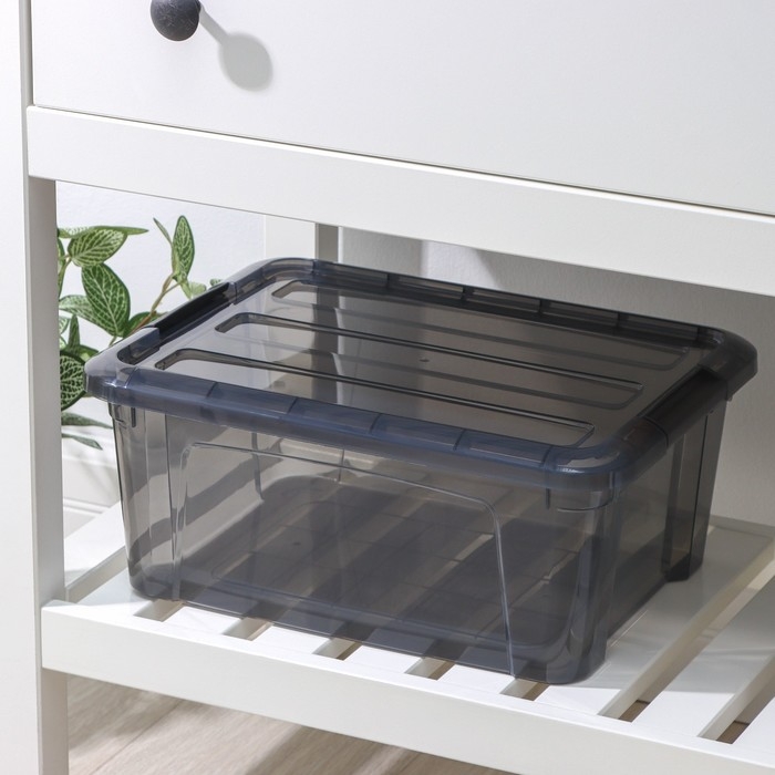 Контейнер для хранения с крышкой «Кип», 11 л, 37,5×28,5×16 см, цвет чёрный прозрачный Контейнер для хранения с крышкой «Кип», 11 л, 37,5×28,5×16 см, цвет чёрный прозрачный