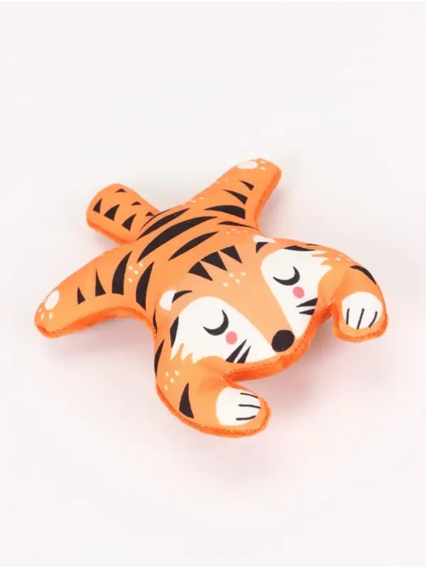Игрушка мягкая для собак "Тигр", с пищалкой, 25 см, оранжевая