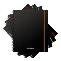 Тетрадь на спирали ErichKrause. Accent А5, 80 листов, в клетку, пластиковая обложка, на резинке, блок офсет, МИКС