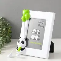 Фоторамка пластик 13х18 см "Пандочка с бамбуком" белый, вертикаль 3,5х19х24,5 см