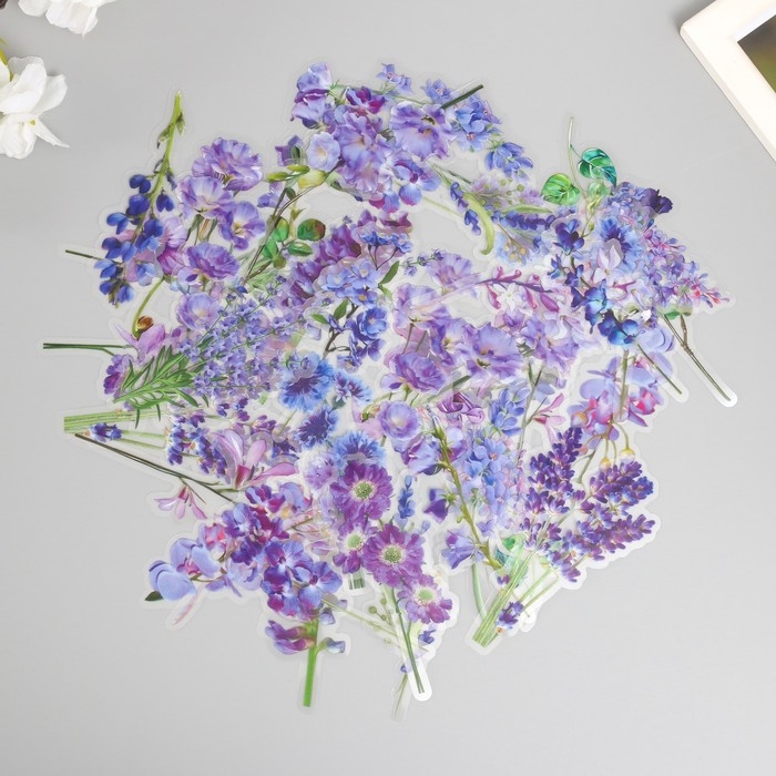 Наклейки для творчества пластик PVC Наклейки для творчества пластик PVC "Сиреневое поле" набор 40 шт 9х10.5 см