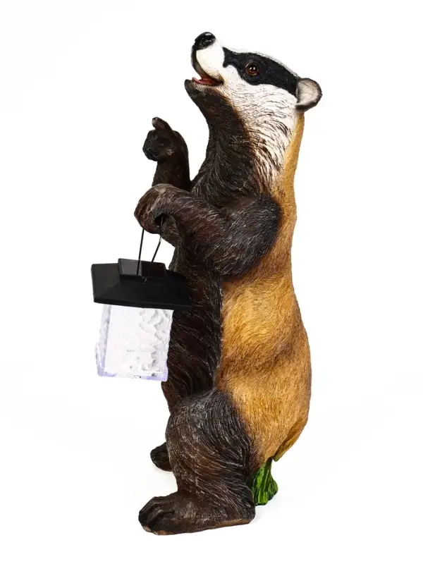 Садовая фигура - фонарь &laquo;Барсук с фонарём&raquo; из полистоуна, 18&times;16&times;41 см