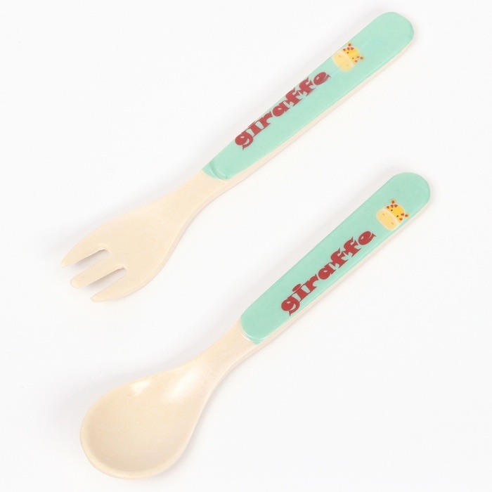 Набор детской посуды из бамбука «Жирафик», 5 предметов: тарелка, миска, стакан, столовые приборы Набор детской посуды из бамбука «Жирафик», 5 предметов: тарелка, миска, стакан, столовые приборы