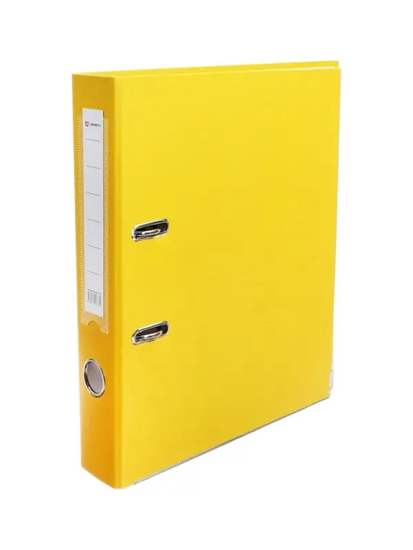 Папка-регистратор А4, 50 мм, ПВХ, тиснение &laquo;лен&raquo;, металлическая окантовка, карман на корешок, собранная, желтая
