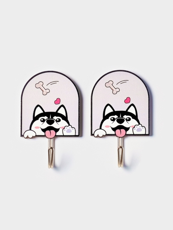 Набор самоклеящихся крючков Набор самоклеящихся крючков "Wooden animals ", 2 шт 7,7х2,2х4,6 см