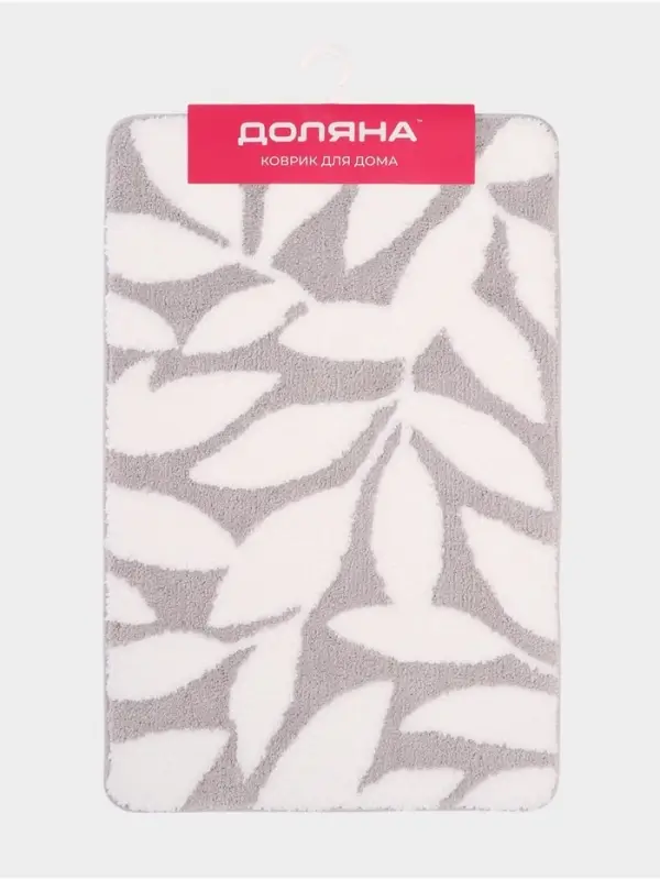 Коврик Доляна Leaves, 50&times;80 см, ворс 1.5 см, микрофибра, серый