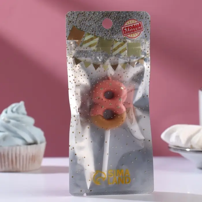 Свеча в торт &laquo;Клубничная глазурь&raquo;, цифра 8, розовая, 3.8 см