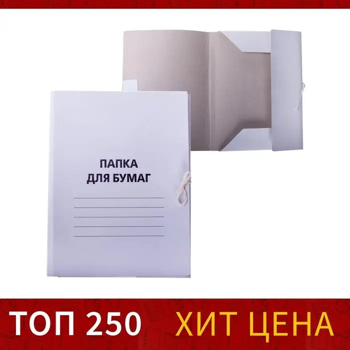 Папка для бумаг с завязками Calligrata, картон немелованный, 220 г/м², белый, до 200 л, микс Папка для бумаг с завязками Calligrata, картон немелованный, 220 г/м², белый, до 200 л, микс