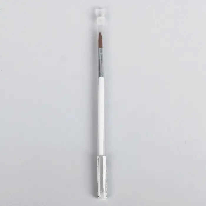 Кисть для наращивания и дизайна ногтей, лепесток, 19.5 см, ворс 5×18 мм, в пластиковом футляре, белая