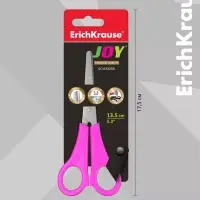 Ножницы детские 13.5 см, ErichKrause Joy, с закруглёнными концами лезвий и линейкой, МИКС
