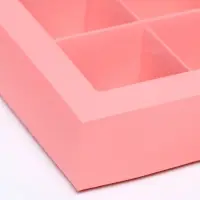 Коробка для 4 конфеты, розовый, 12.5×12.5×3.5 см