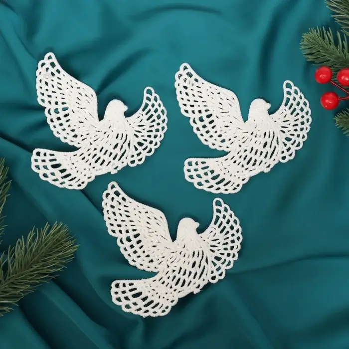 Ёлочные игрушки 3 шт. &laquo;Зимнее волшебство. Белая голубка&raquo; пластик, 10&times;11 см