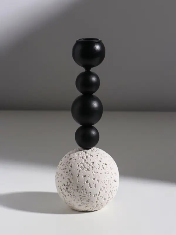 Подсвечник металл, бетон  Подсвечник металл, бетон "Шарики" d=2 см набор 3 шт 5,5х16,5 7,5х20,5 10х10х26,5 см