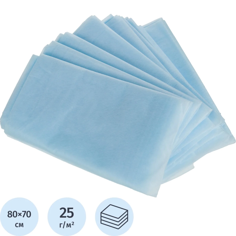 Простыня 70x80, н/с, спанбонд, пл.25г, 20шт/уп ШК31699
