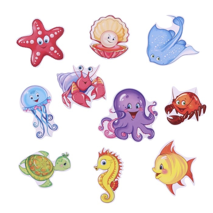 Набор для оформления Набор для оформления "Весёлые морские обитатели" 10 деталей, 14,5 х 14,5 см