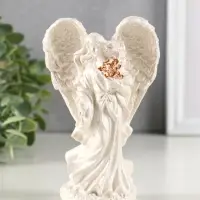 Фигура гипс "Ангел с крыльями" 15х7 см, перламутр