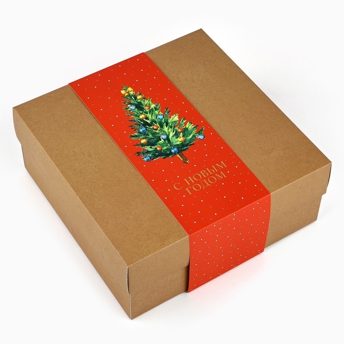 Коробка подарочная новогодняя складная «С Новым годом», тиснение, 20 х 20 х 8 см, Новый год Коробка подарочная новогодняя складная «С Новым годом», тиснение, 20 х 20 х 8 см, Новый год