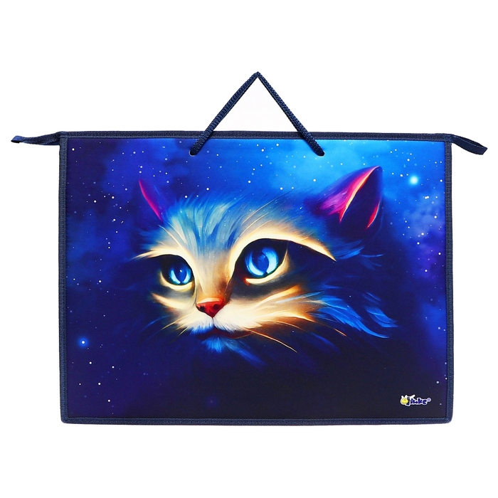 Папка для чертежей и рисунков А3 470x345x50 мм, с ручками, пластик/текстиль, молния сверху, ПР 3 -20,  Папка для чертежей и рисунков А3 470x345x50 мм, с ручками, пластик/текстиль, молния сверху, ПР 3 -20, "Магия кота"