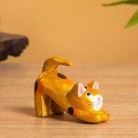 Сувенир «Потягивающийся Кот», 2.5×6×5 см, дерево, золото