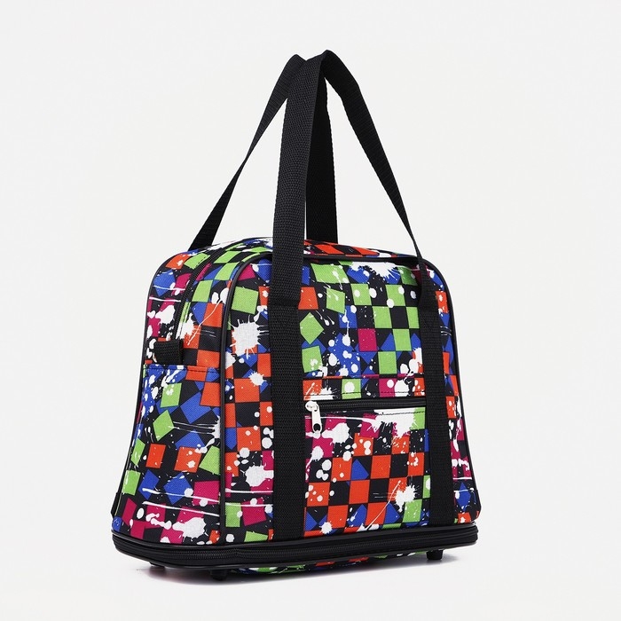 Сумка хозяйственная на молнии, с увеличением, наружный карман, цвет чёрный/разноцветный Сумка хозяйственная на молнии, с увеличением, наружный карман, цвет чёрный/разноцветный