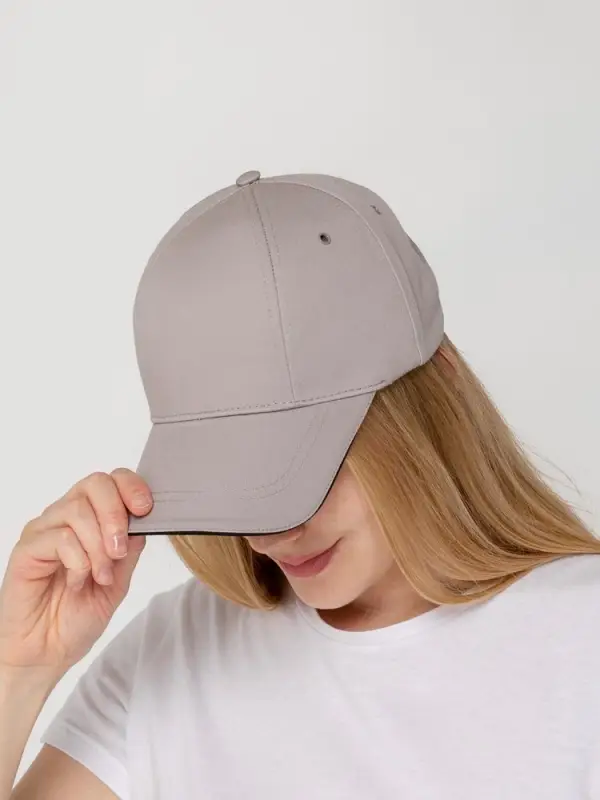 Бейсболка Canopy, серая с черным кантом Бейсболка Canopy, серая с черным кантом