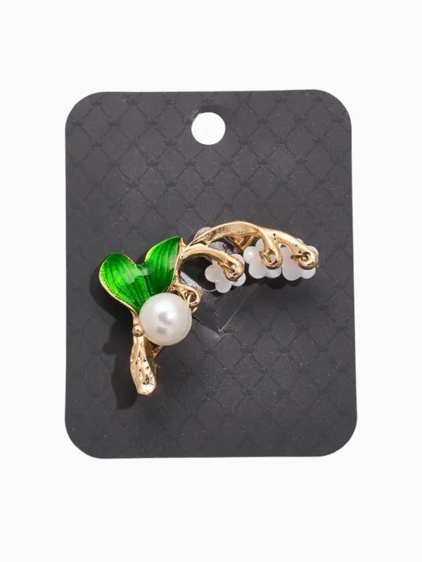 Брошь &laquo;Цветы Ландыши&raquo;, белая, зелёный в золоте