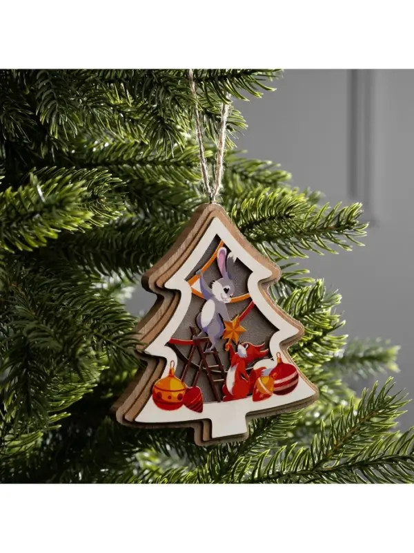 Подвеска световая &laquo;Зайка и белка&raquo;, 11&times;12 см, от батареек LR41&times;3, свечение тёплое белое