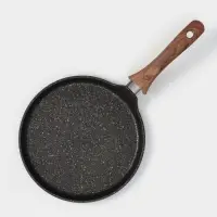 Сковорода блинная KUKMARA Granit Ultra, d=24 см, пластиковая ручка, антипригарное покрытие, литой алюминий, чёрная