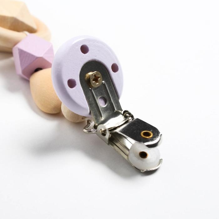 Держатель для соски - пустышки «Сердечко», деревянный, цвет фиолетовый