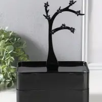 Шкатулка универсальная  "Цветущее дерево", 2 яруса,  17,2х10,5х24 см,  цвет чёрный