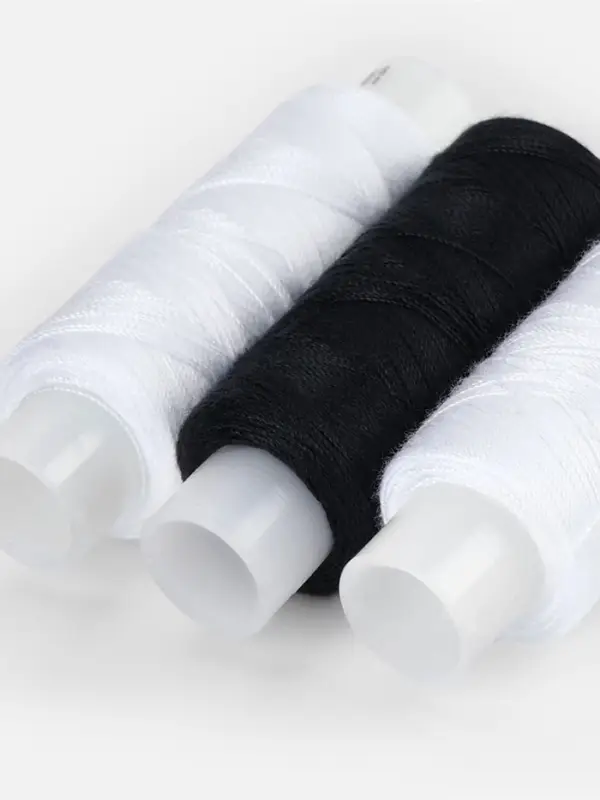 Нитки &laquo;Домино&raquo;, 45ЛЛ, 150 м, набор 3 шт., чёрный/белый МИКС