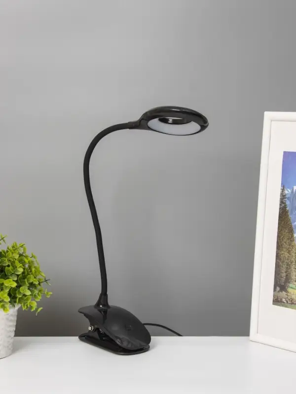 Светодиодный настольный светильник, 5Вт, 3000-6000К, 350 Лм, 13,5x7x38 см, чёрный