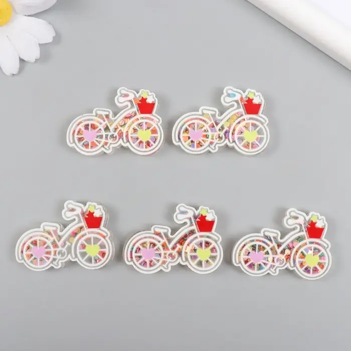 Шейкер для творчества акрил "Велосипед с корзинкой" с глиттером 0,5х4,2х3 см