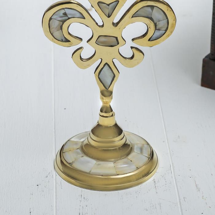 Подсвечник на 1 свечу "Вензель" с перламутром 23 см