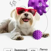 Игрушка для собак &laquo;Колючий шар&raquo; для собак, 9 см, пищащая, винил, фиолетовая