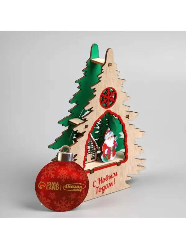 Подвеска световая &laquo;Дед Мороз&raquo;, 13&times;3&times;18 см, 6 LED, от батареек, свечение тёплое белое